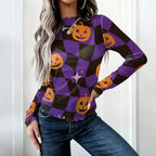 Colourful skeleton nurse Halloween mesh top styling view