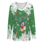 Patchwork reindeer Christmas long-sleeve top product front