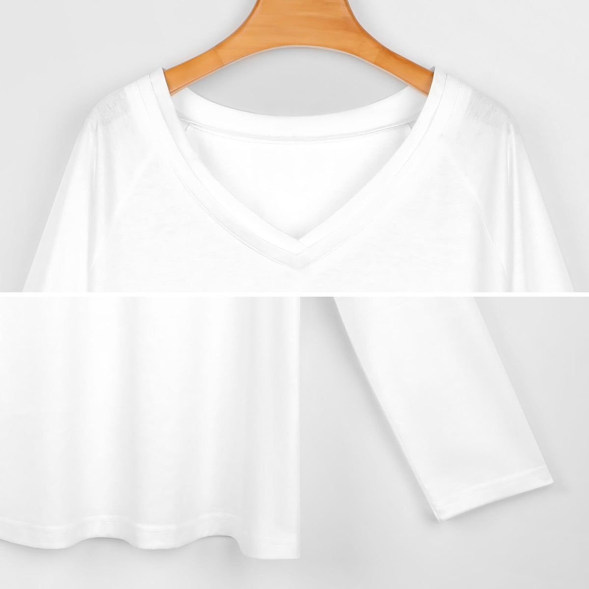 Double-layer V-neck and cotton-feel fabric detail