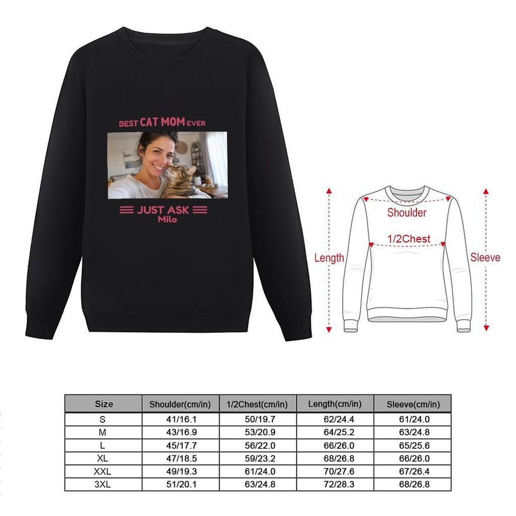 Personalized Cat Mom Photo Sweatshirt – Custom Pet Name Pullover