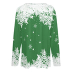 Women's green snowflake Christmas top back view
