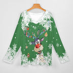 Green Christmas V-neck top hanging front view
