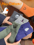 Viral Cute Halloween Socks for Women,5 Pairs Cozy Novelty Crew Socks Set