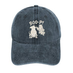 BOO-P Halloween dog and ghost graphic baseball cap in Navy