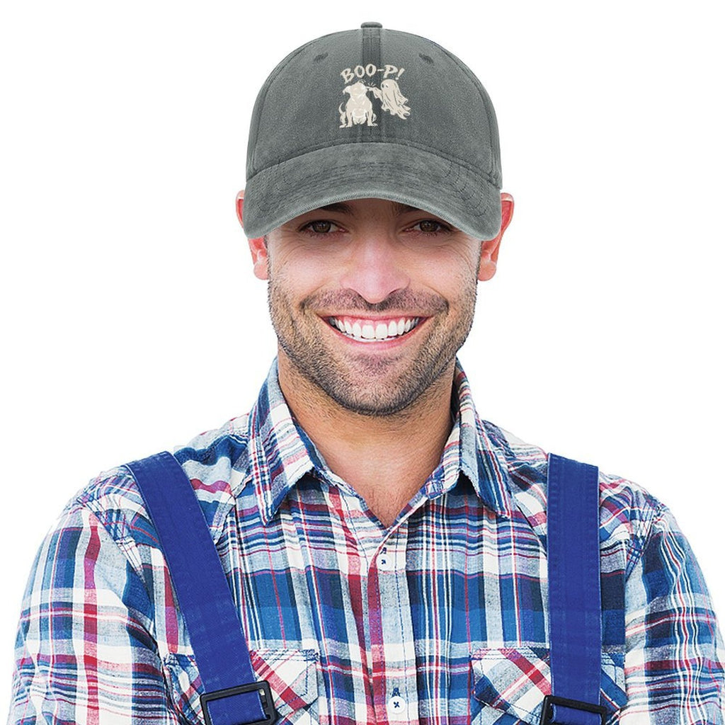 BOO-P Halloween dog and ghost graphic baseball cap product view 8