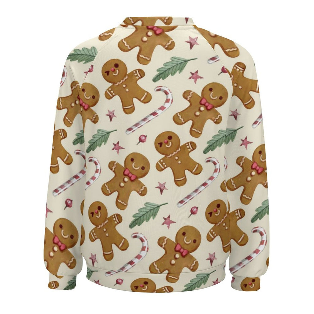 Gingerbread and candy cane Christmas sweatshirt back view