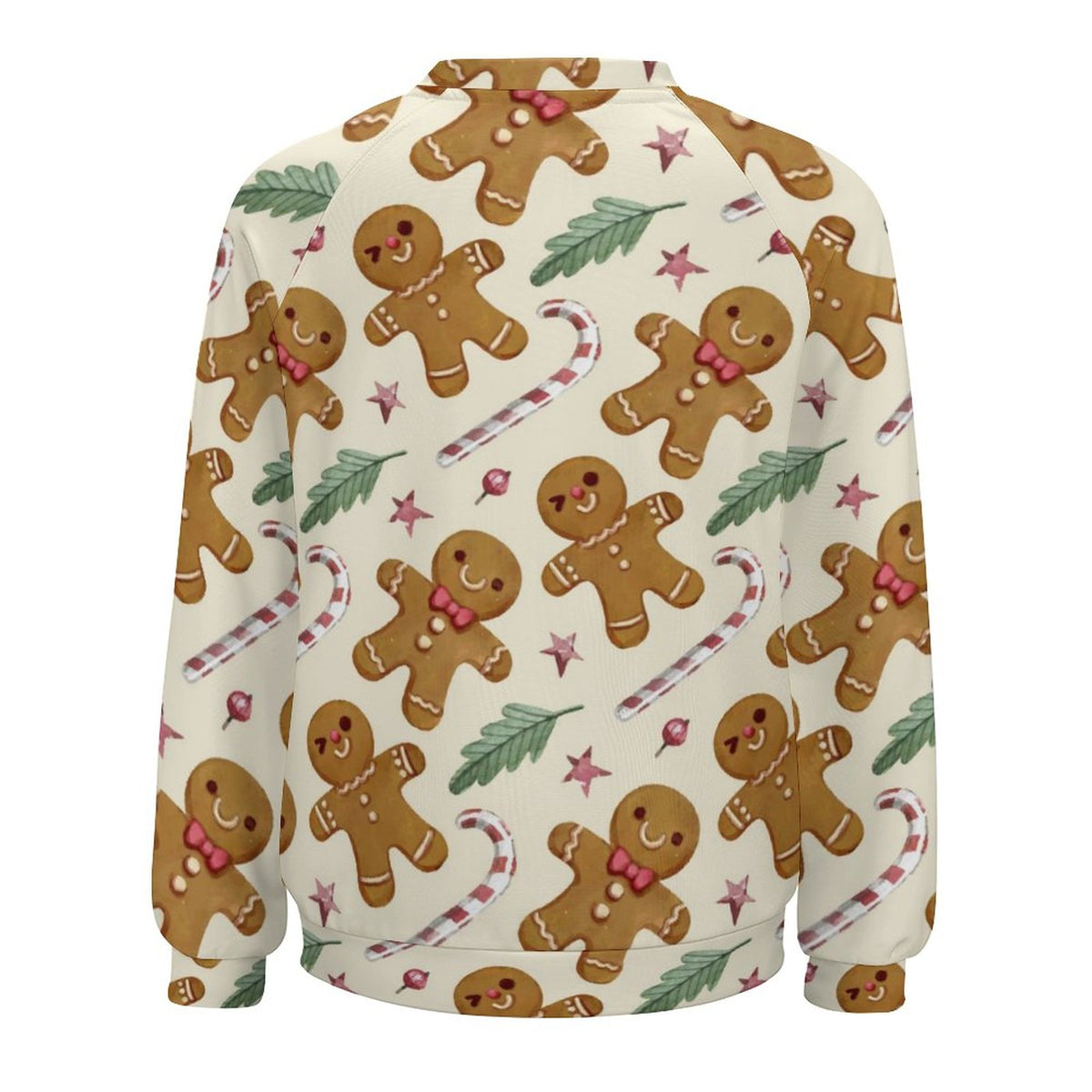 Gingerbread and candy cane Christmas sweatshirt back view