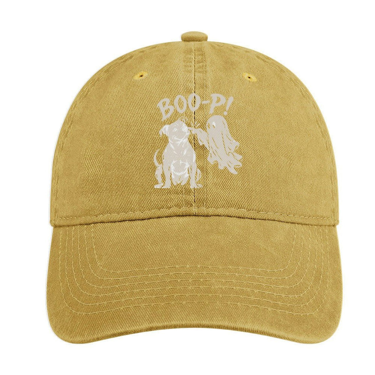 BOO-P Halloween dog and ghost graphic baseball cap in Sand