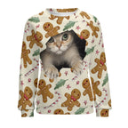 Merry Meow Christmas cat sweatshirt full front view