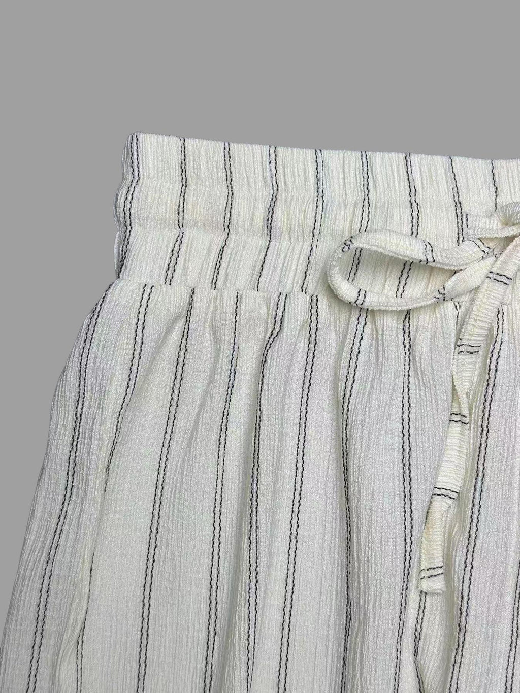 Women's Relaxed Striped Drawstring Wide-Leg Pants