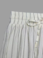 Women's Relaxed Striped Drawstring Wide-Leg Pants