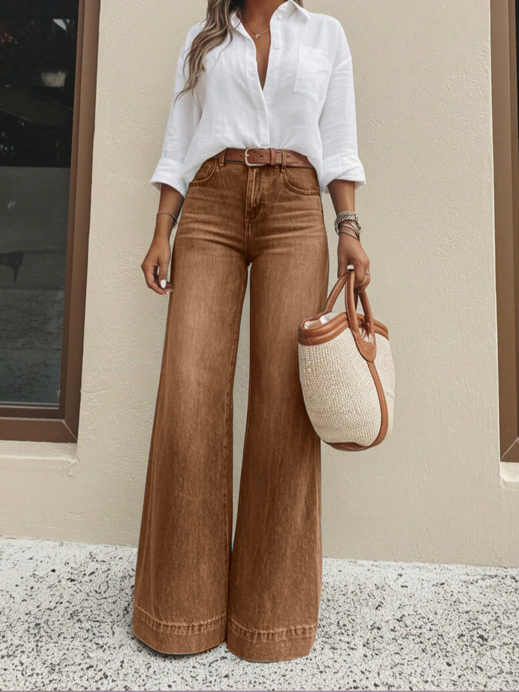 Women's Vintage Washed Wide Leg Jeans