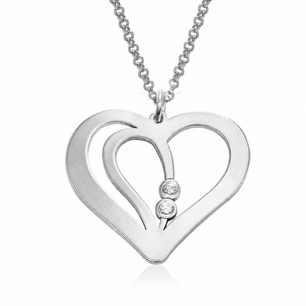 Personalized Double Heart Necklace – Custom Engraved Keepsake