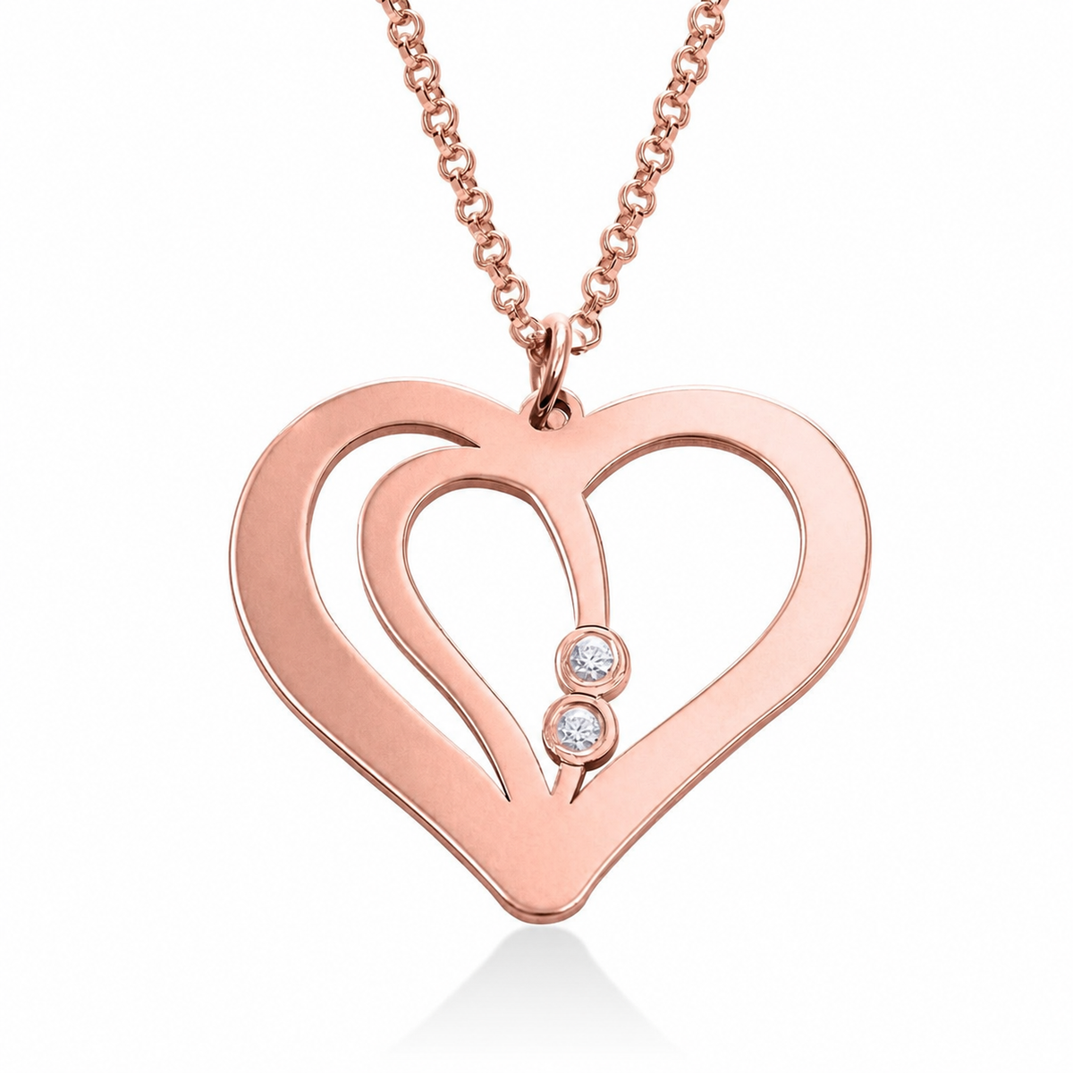 Personalized Double Heart Necklace – Custom Engraved Keepsake