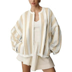 Women's Oversized Striped Knit Cardigan