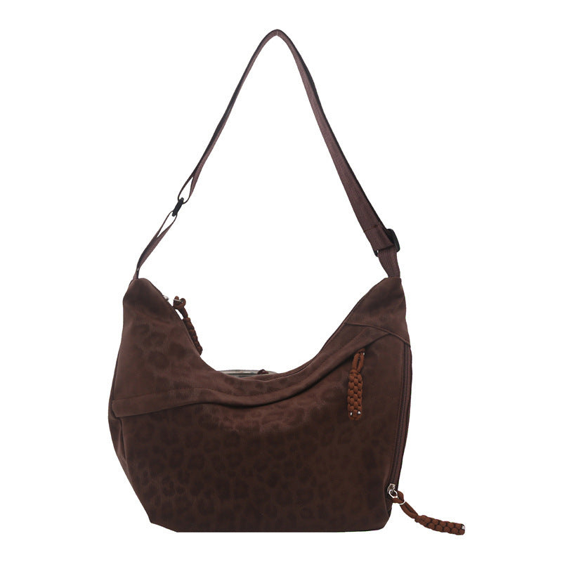 Sienna Leopard-Texture Faux-Suede Hobo Shoulder Bag - product detail 2