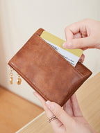 Elara Compact Tri-Fold Double-Zip Wallet - Grey