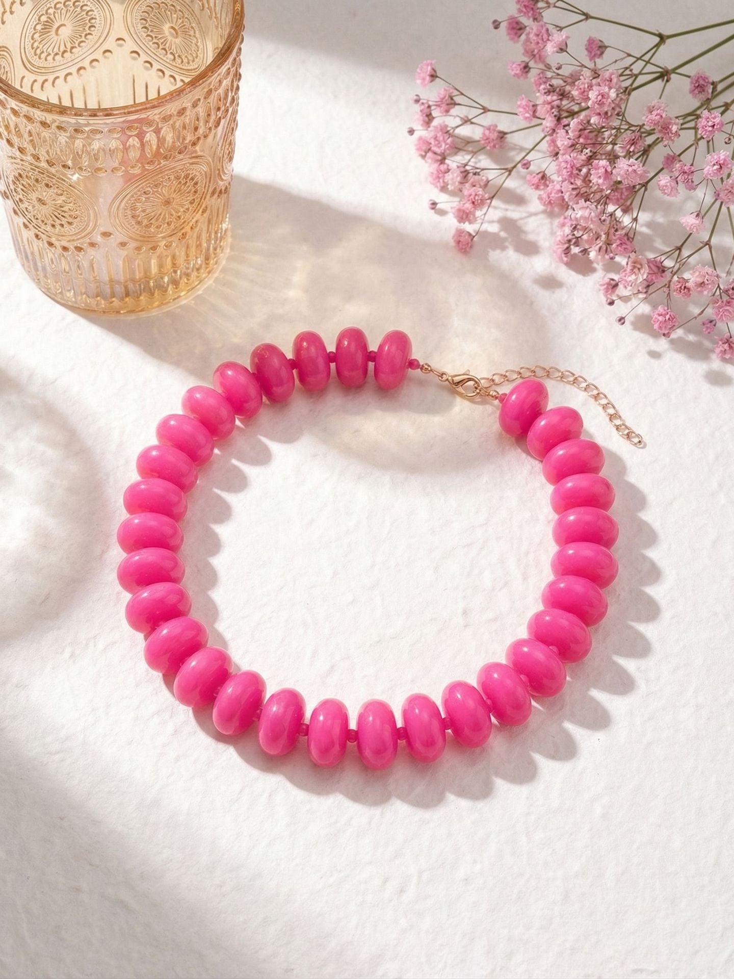 Geometric Acrylic Beaded Choker Necklace