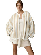 Women's Oversized Striped Knit Cardigan
