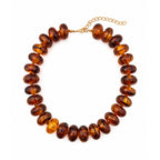 Women's chunky acrylic beaded choker necklace - Golden Brown