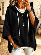 Nora Oversized Waffle-Knit Hooded Pullover – product view 3