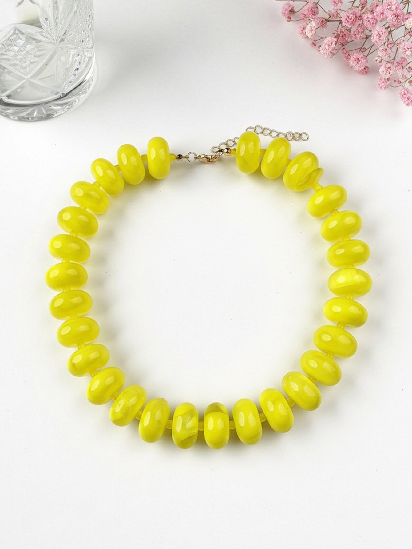 Geometric Acrylic Beaded Choker Necklace