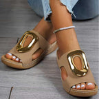 Women's metallic buckle open-toe wedge sandals - product image 4