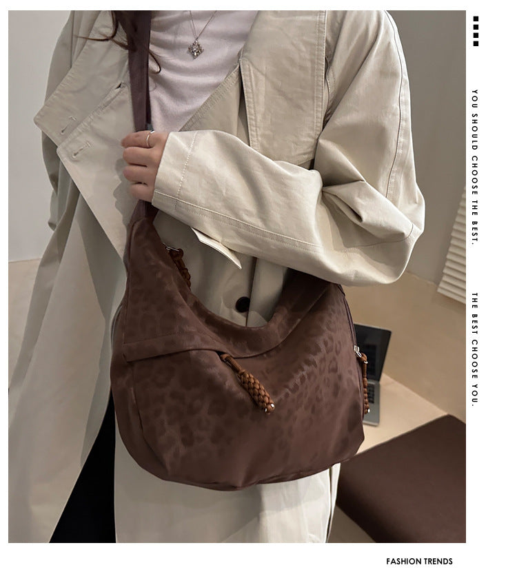 Sienna Leopard-Texture Faux-Suede Hobo Shoulder Bag - product detail 7