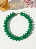 Women's chunky acrylic beaded choker necklace - Dark Green