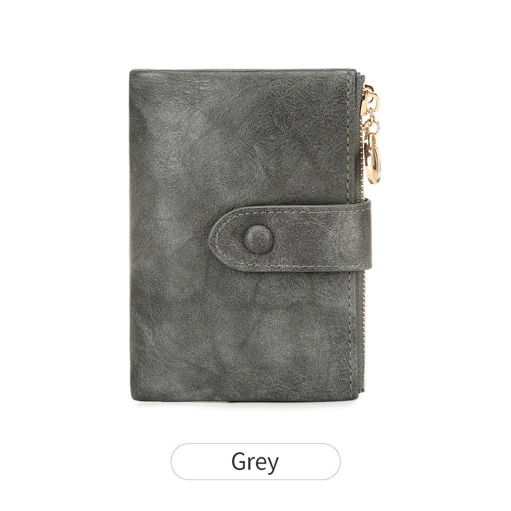 Elara Compact Tri-Fold Double-Zip Wallet - Leopard Brown