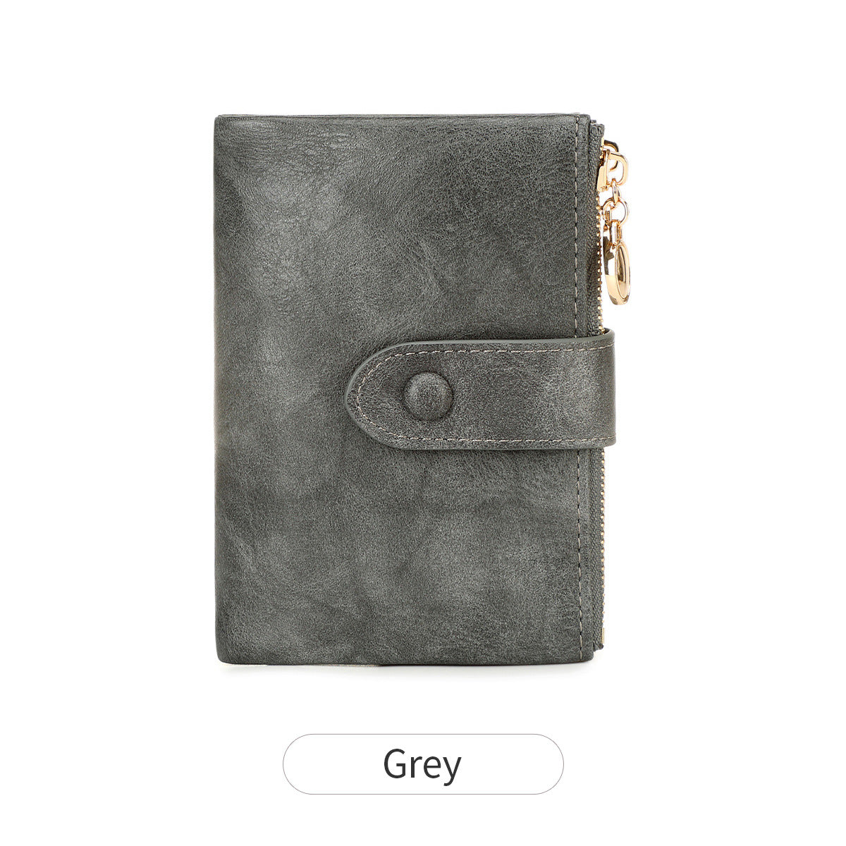Elara Compact Tri-Fold Double-Zip Wallet - Leopard Brown