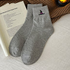 Light gray witch hat embroidered Halloween crew socks