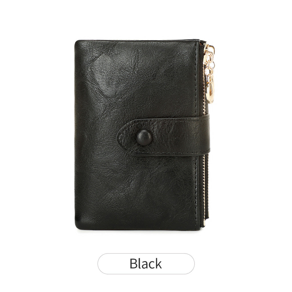 Elara Compact Tri-Fold Double-Zip Wallet - Green
