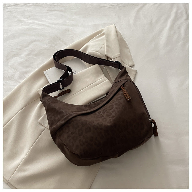 Sienna Leopard-Texture Faux-Suede Hobo Shoulder Bag - product detail 19