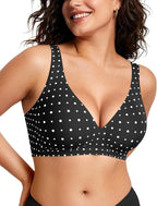 Black Polka Dot women's wireless seamless deep V bra