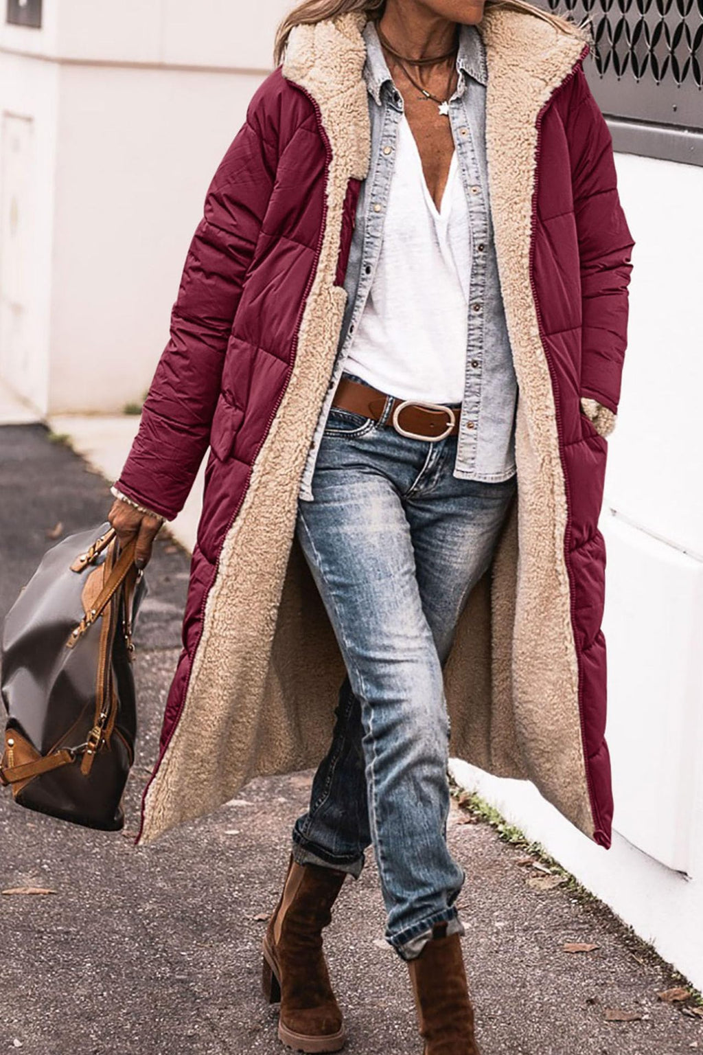 Avery Reversible Long Hooded Puffer Coat – product view 19