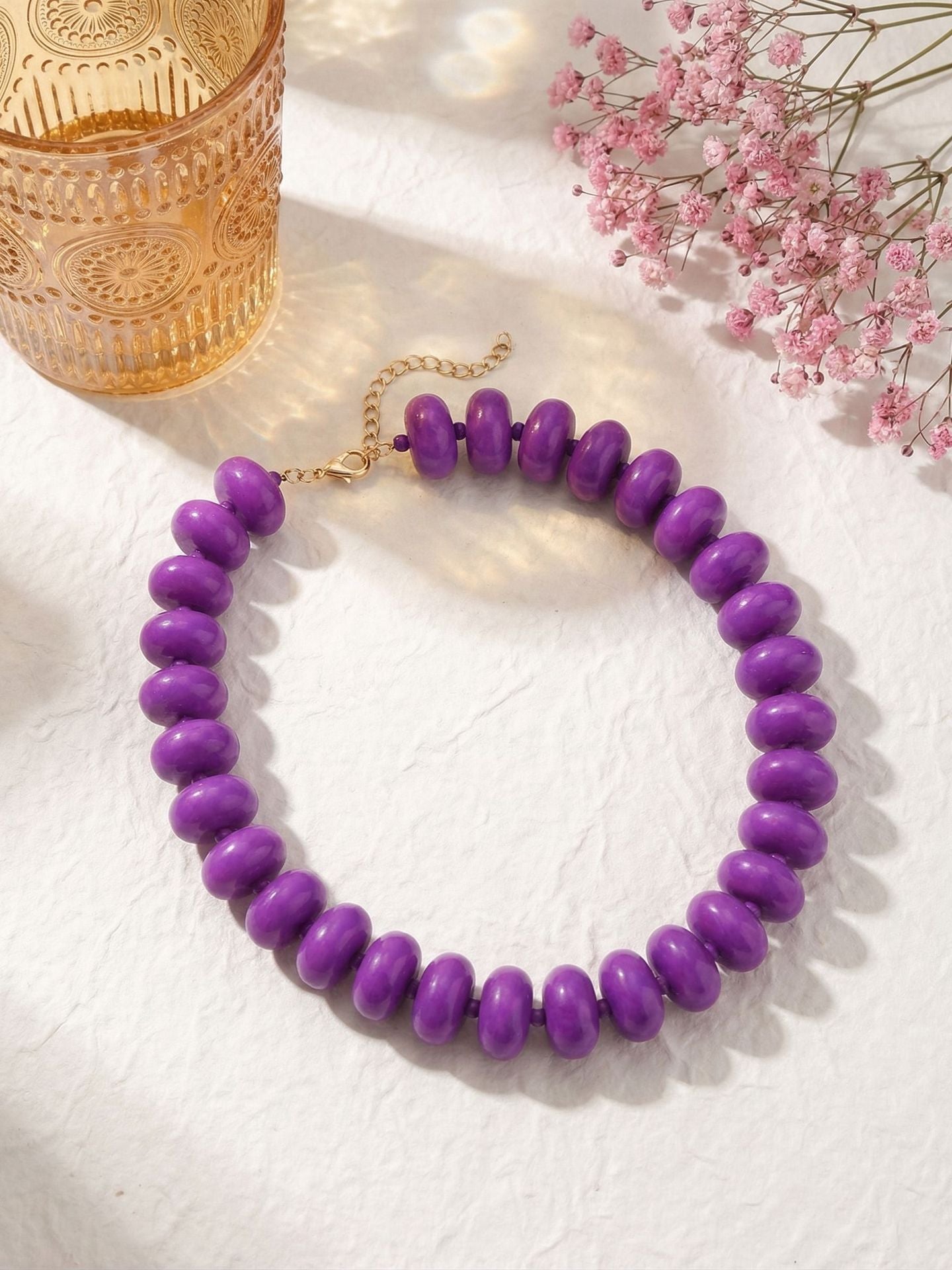 Geometric Acrylic Beaded Choker Necklace