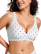 White Polka Dot women's wireless seamless deep V bra