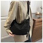 Sienna Leopard-Texture Faux-Suede Hobo Shoulder Bag - product detail 21