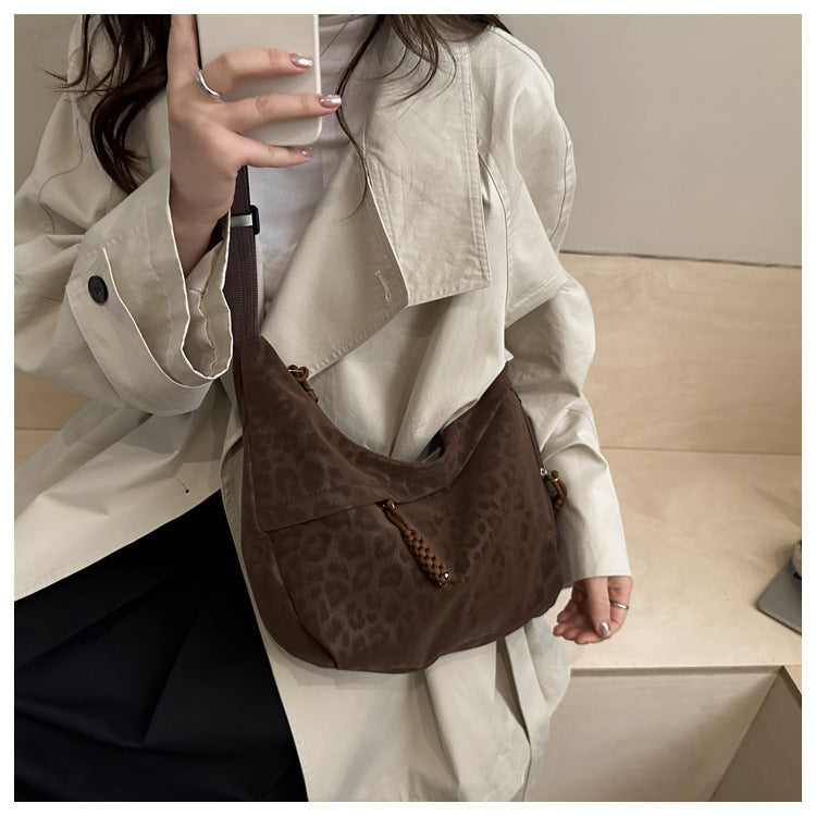 Sienna Leopard-Texture Faux-Suede Hobo Shoulder Bag - product detail 25