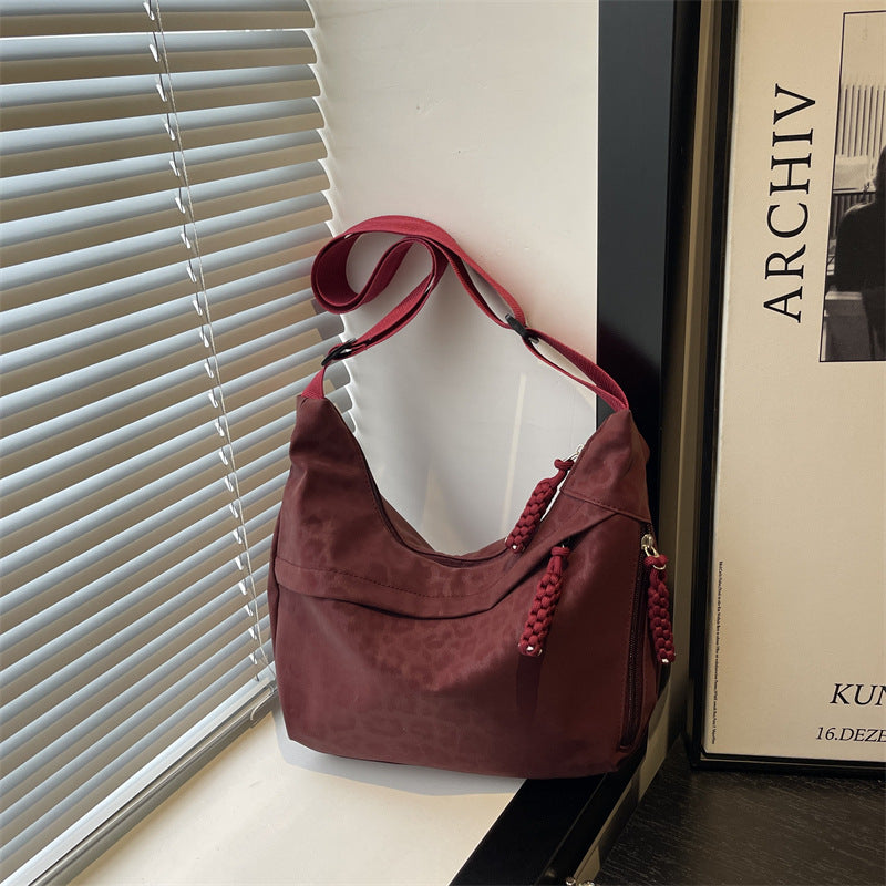 Sienna Leopard-Texture Faux-Suede Hobo Shoulder Bag - product detail 5