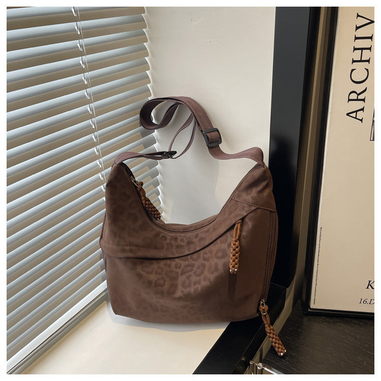 Sienna Leopard-Texture Faux-Suede Hobo Shoulder Bag - product detail 16