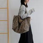 Marlow Oversized Leopard Canvas Tote Bag - White Leopard