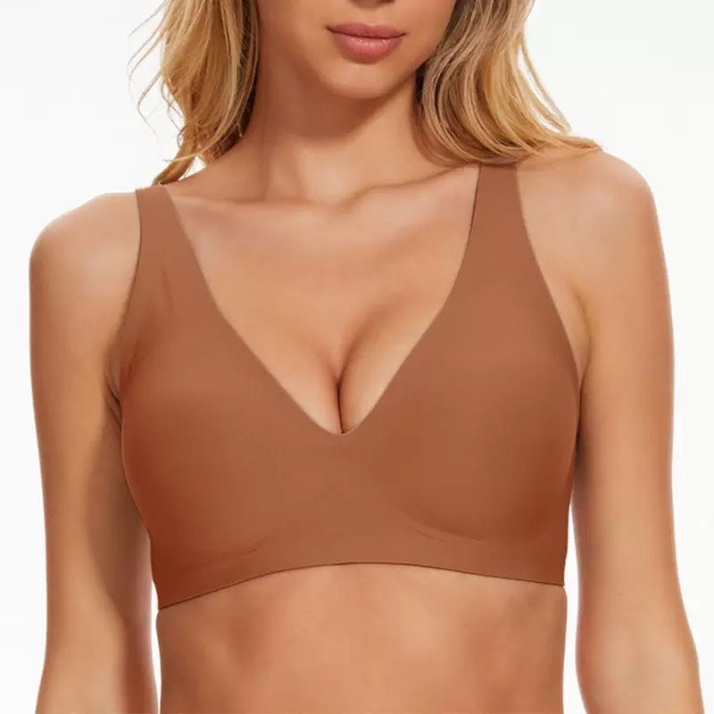 Mocha women's wireless seamless deep V bra