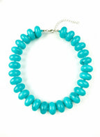 Women's chunky acrylic beaded choker necklace - Sky Blue