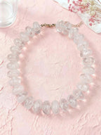 Women's chunky acrylic beaded choker necklace - Yellow