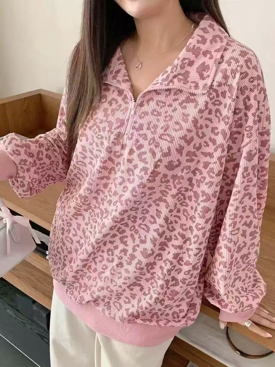 Mara Leopard Print Half-Zip Pullover – product view 7