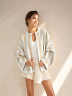Women's Oversized Striped Knit Cardigan