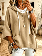 Nora Oversized Waffle-Knit Hooded Pullover – product view 4