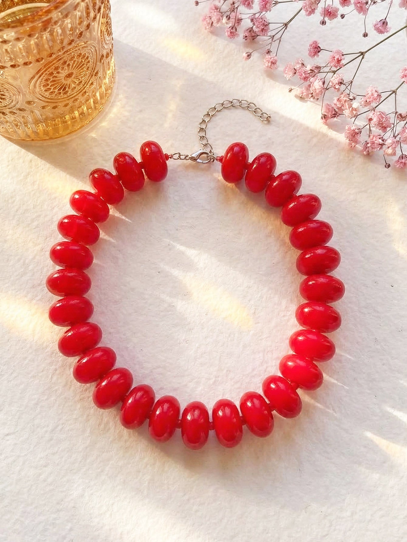 Geometric Acrylic Beaded Choker Necklace